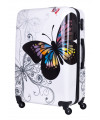 Duża walizka podróżna Policarbon Motyl White L