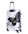 Duża walizka podróżna Policarbon Motyl White L