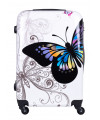 Duża walizka podróżna Policarbon Motyl White L