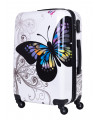 Duża walizka podróżna Policarbon Motyl White L