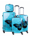 Średnia walizka podróżna Policarbon MOTYL M Blue