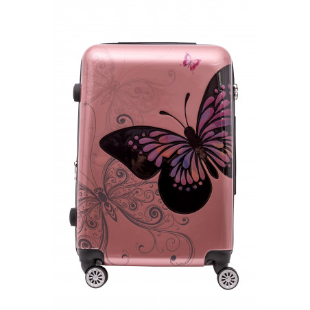 Średnia walizka podróżna MOTYL M Pink