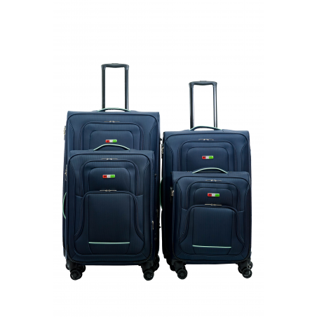 KOMPLET WALIZEK BAGIA PREMIUM 4szt. MATERIAŁOWE DARK BLUE