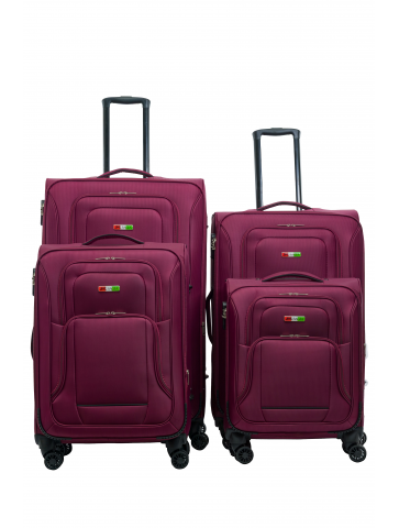KOMPLET WALIZEK BAGIA PREMIUM 4szt. MATERIAŁOWE BORDO