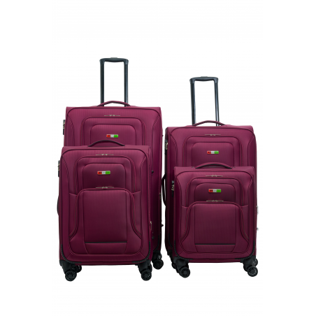 KOMPLET WALIZEK BAGIA PREMIUM 4szt. MATERIAŁOWE BORDO